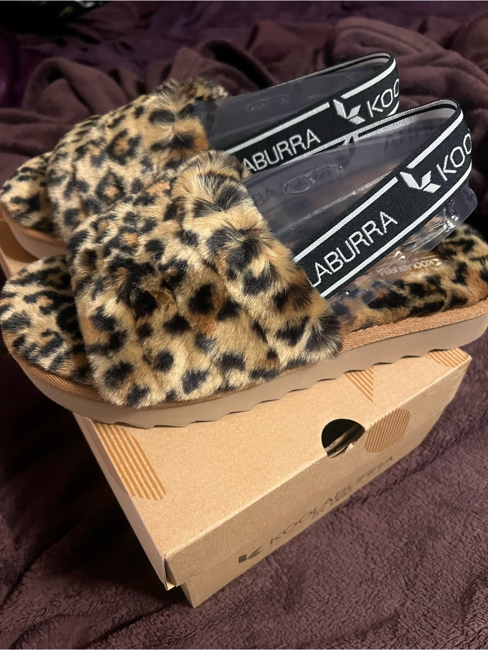 Koolaburra Leopard Faux-Fur Slingback Slides - Tan/Black